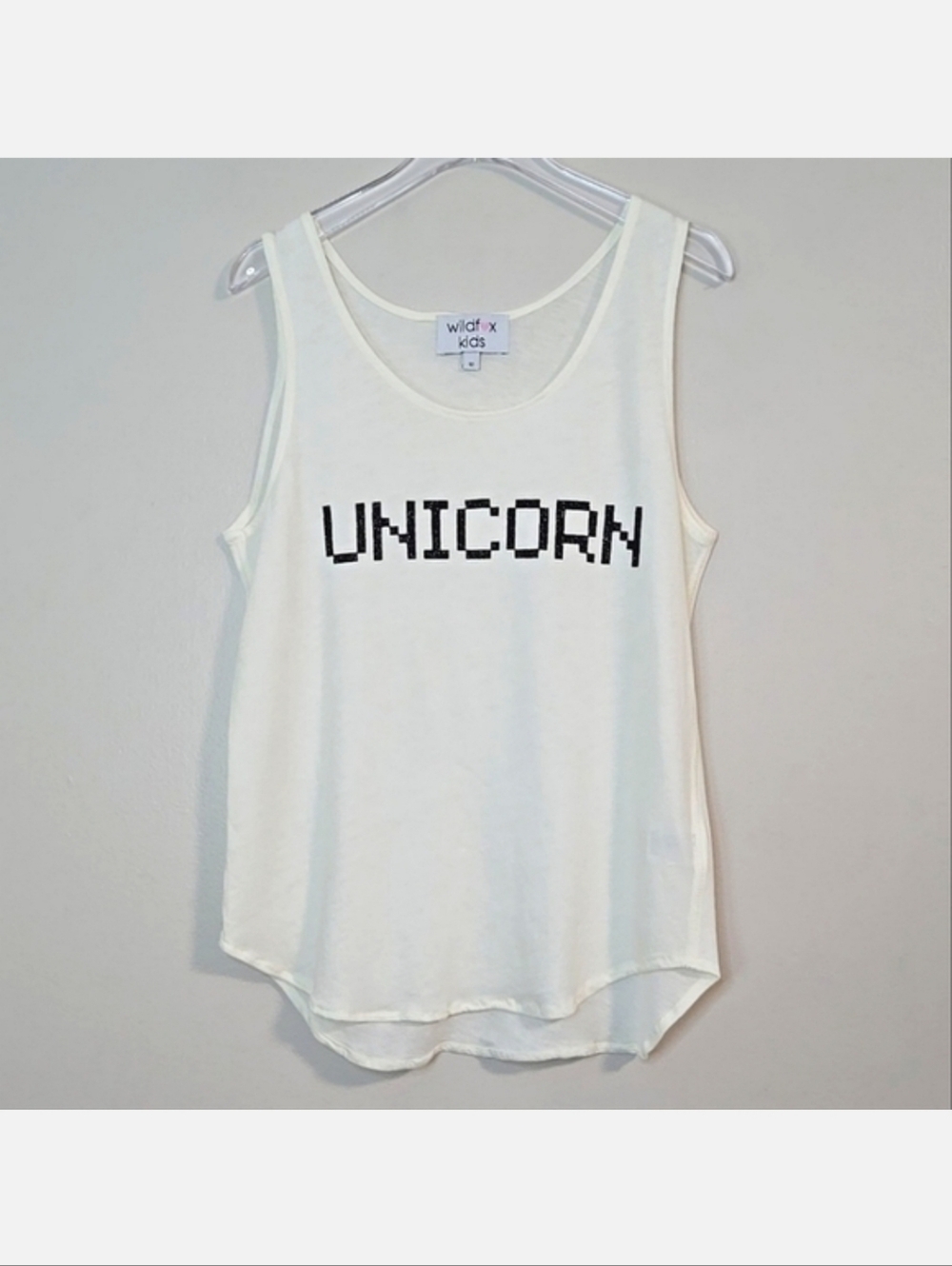 3/$15 🦄Wildfox Kids Cream 100% Cotton UNICORN Tank Top, Size 10-12* ~ NWOT